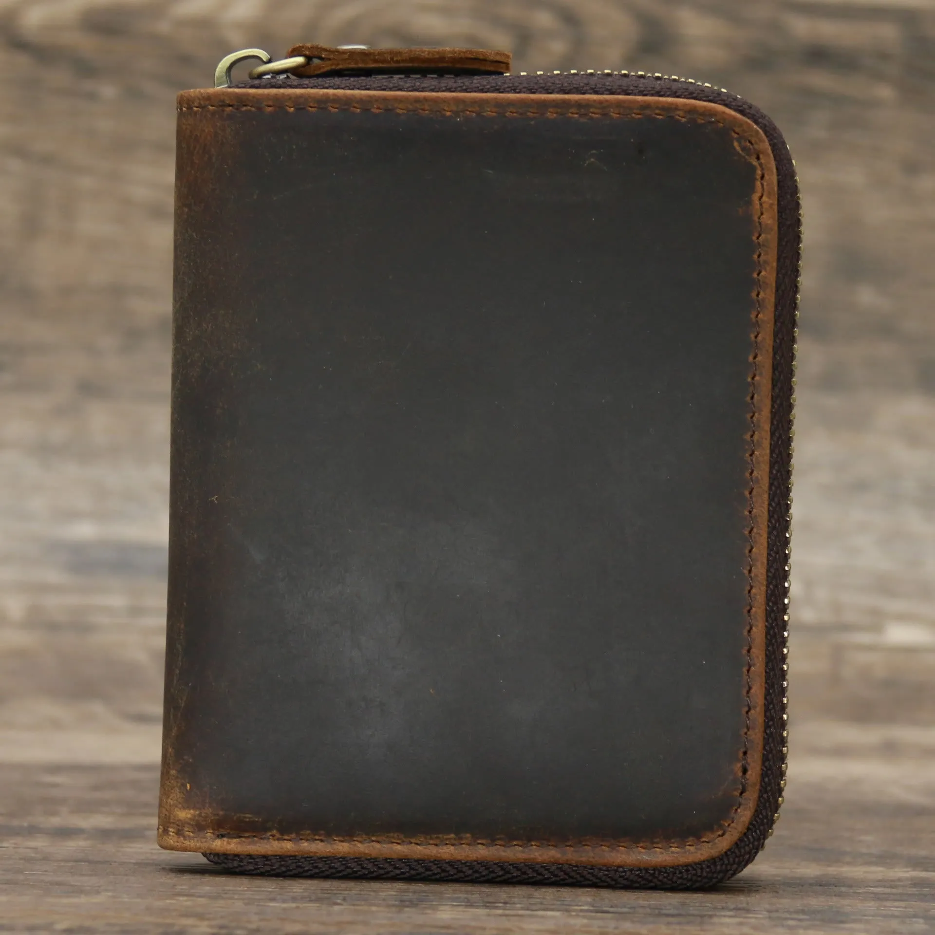Bifold Genuine Leather Zipper Wallet Gentle Purse For Men Women