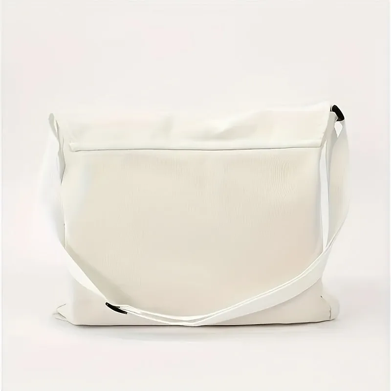 Casual Simple Canvas Bag, Solid Color Messenger Shoulder Bag, All-Match School Bag