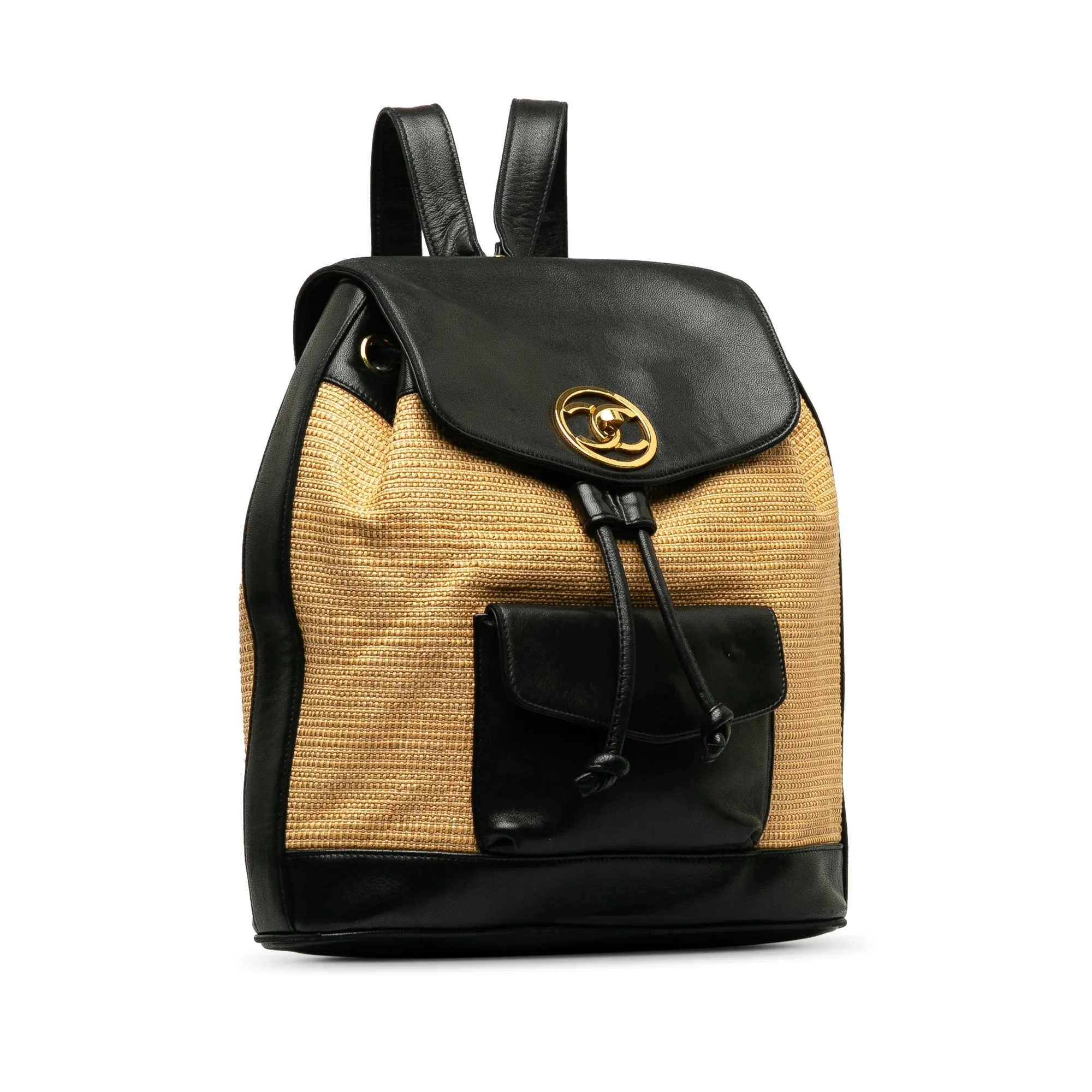 Chanel Duma Backpack Black Raffia Gold