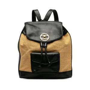 Chanel Duma Backpack Black Raffia Gold