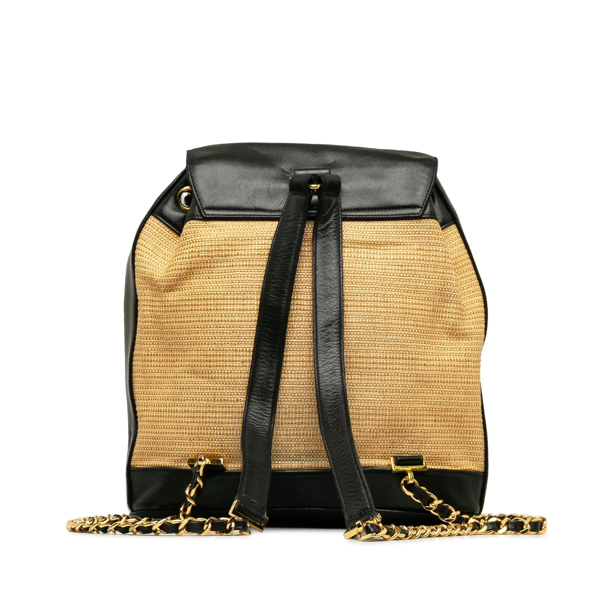 Chanel Duma Backpack Black Raffia Gold