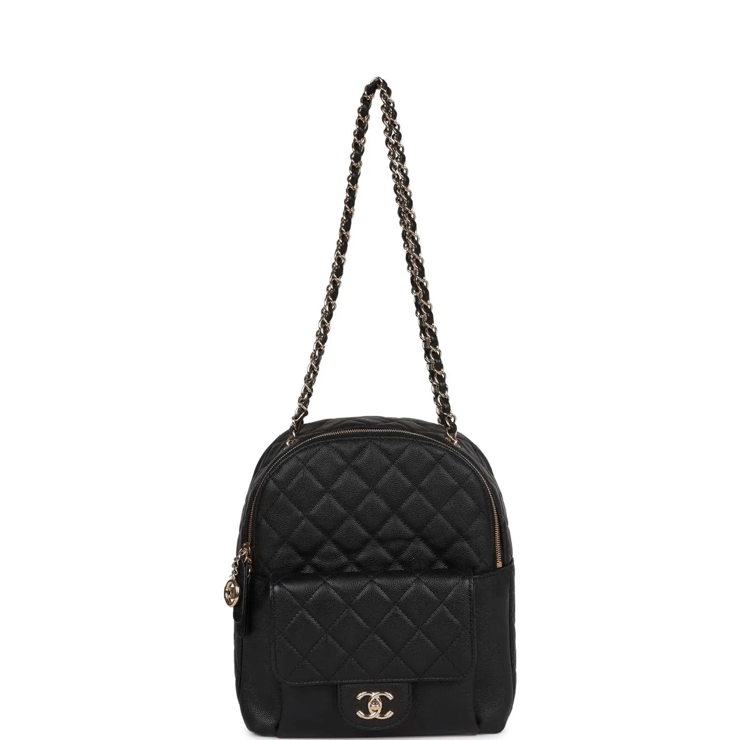 Chanel Large Backpack Black Caviar Light Gold Hardware