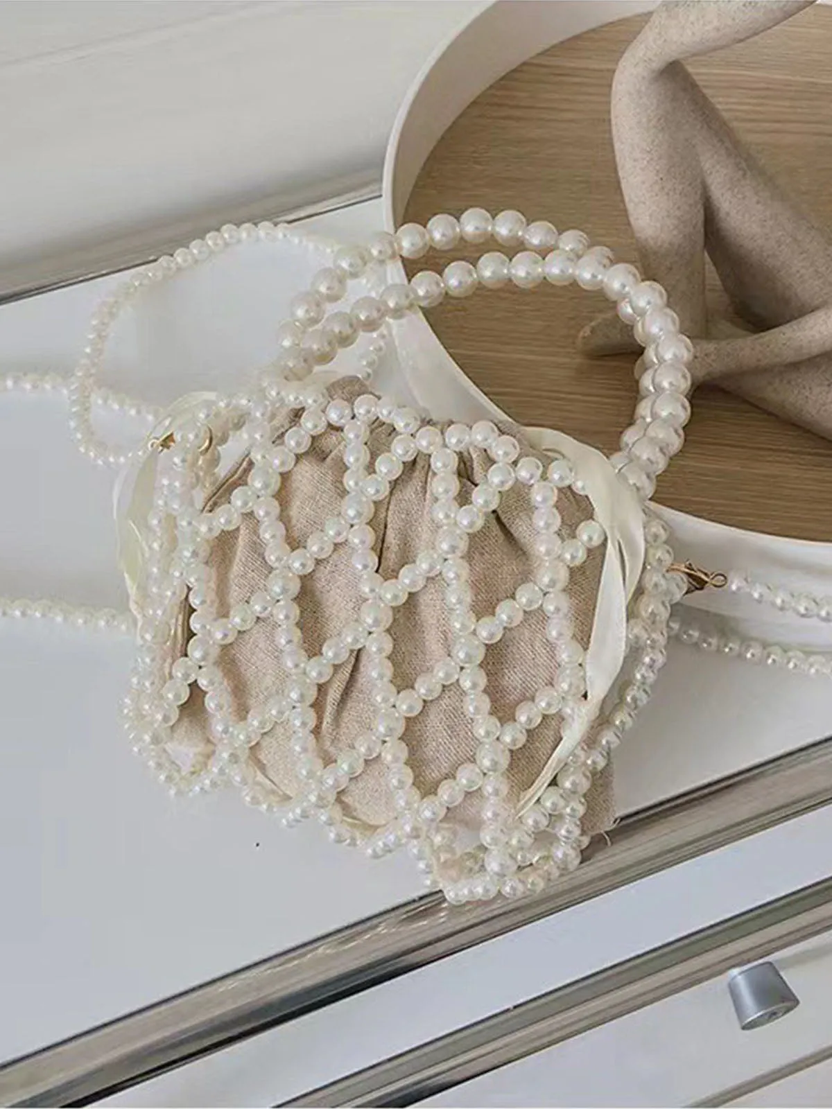 Chic French Pearl Crossbody Bag
