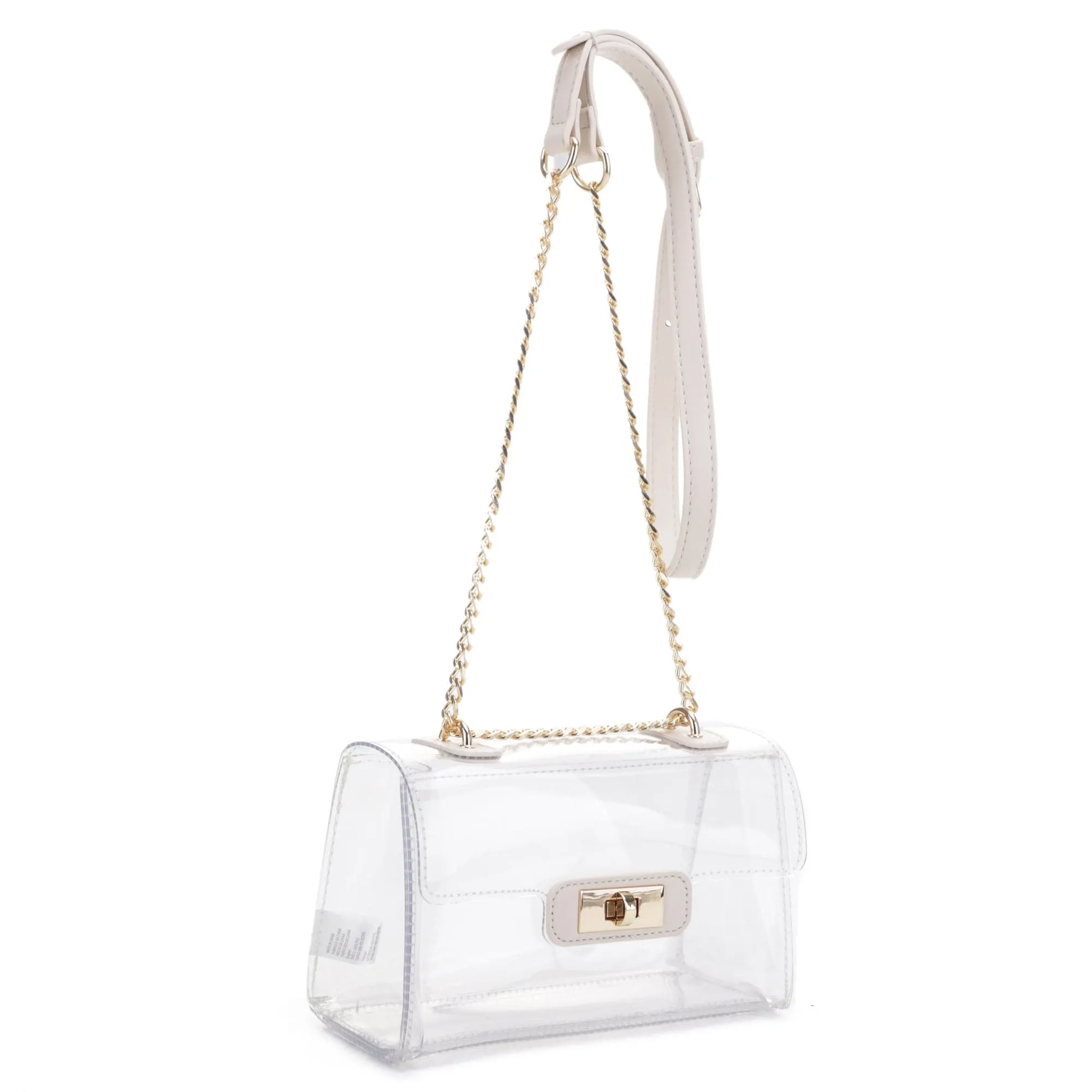 CL20555 Eva Turn Lock Clear Structured Crossbody Bag