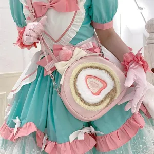 Cute Strawberry Cake Roll Backpack Bag