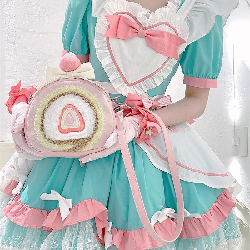 Cute Strawberry Cake Roll Backpack Bag