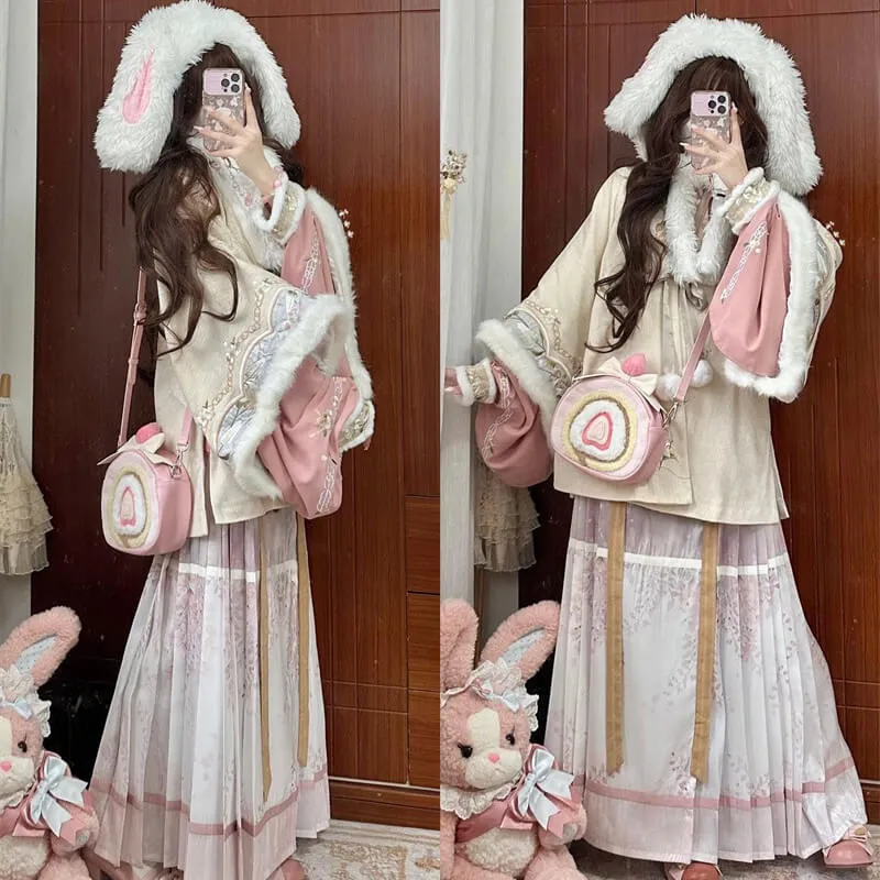 Cute Strawberry Cake Roll Backpack Bag