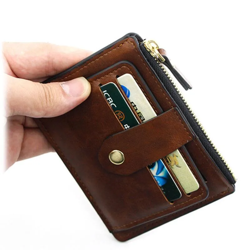 Cyflymder Luxury Small Men's Credit ID Card Holder Wallet Male Slim Leather Wallet with Coin Pocket Brand Designer Purse for Men Women
