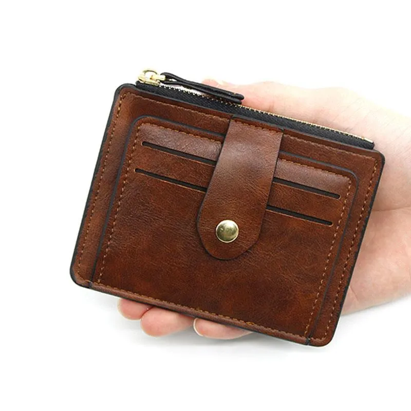 Cyflymder Luxury Small Men's Credit ID Card Holder Wallet Male Slim Leather Wallet with Coin Pocket Brand Designer Purse for Men Women