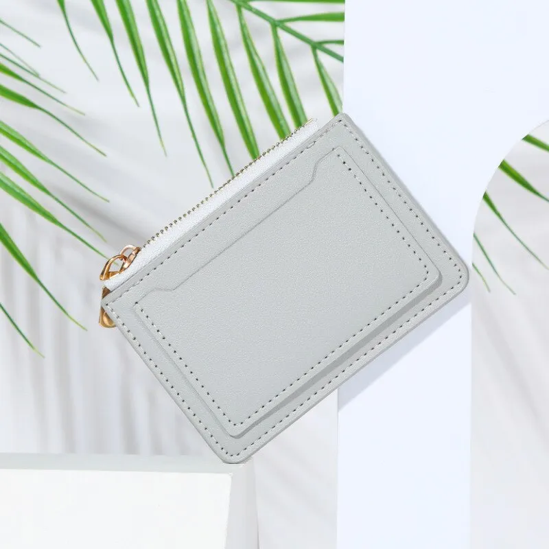 Cyflymder New Wallet Women's Short Wallet PU Leather Zipper Fashion Simple Casual Design Women's Multi-card Position Solid Color