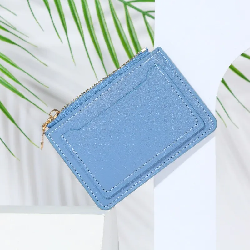 Cyflymder New Wallet Women's Short Wallet PU Leather Zipper Fashion Simple Casual Design Women's Multi-card Position Solid Color