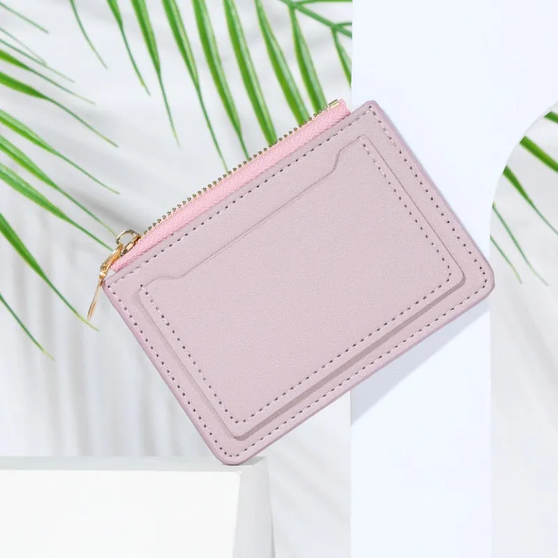 Cyflymder New Wallet Women's Short Wallet PU Leather Zipper Fashion Simple Casual Design Women's Multi-card Position Solid Color