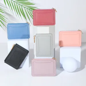 Cyflymder New Wallet Women's Short Wallet PU Leather Zipper Fashion Simple Casual Design Women's Multi-card Position Solid Color