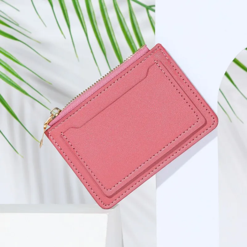 Cyflymder New Wallet Women's Short Wallet PU Leather Zipper Fashion Simple Casual Design Women's Multi-card Position Solid Color