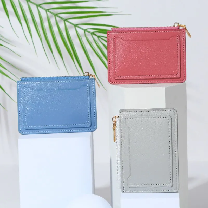 Cyflymder New Wallet Women's Short Wallet PU Leather Zipper Fashion Simple Casual Design Women's Multi-card Position Solid Color