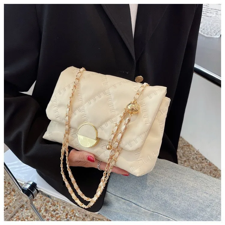 DUNNMALL Casual High Quality Bag  Spring and Autumn New Fashion Rhombus Chain Women's Bag Simple Western Style Shoulder Messenger Bag