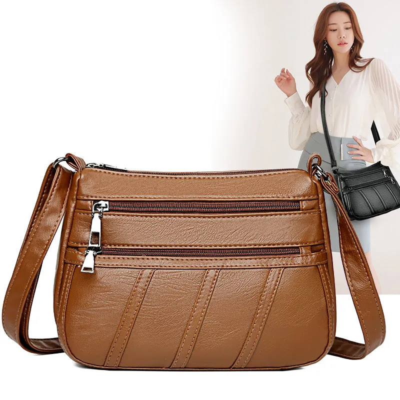 Fashion Womens PU Shoulder Bag Simple Mother Multi-pockets Crossbody Bags