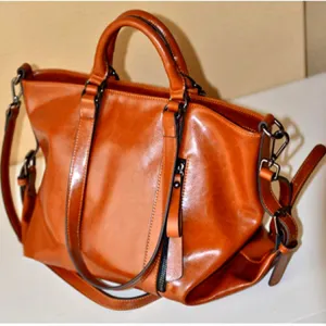 Large Travel Tote Womens Minimalist Plain Color Leather Handbag