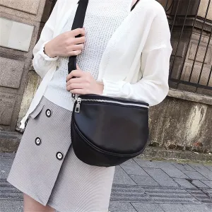 realaiot  Black Minimalist Crossbody Crescent Bag, All-Match Niche Waist Bag, PU Leather Girls Purse