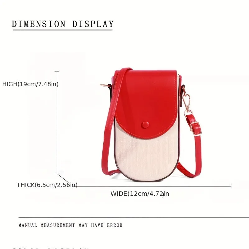 realaiot  Mini Crossbody Bag For Women, Multi Card Slots Mobile Phone Bag, Trendy Color Contrast Wallet