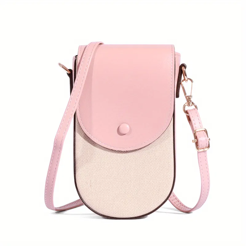 realaiot  Mini Crossbody Bag For Women, Multi Card Slots Mobile Phone Bag, Trendy Color Contrast Wallet