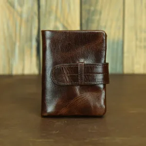 Retro Geunine Leather Soft Oil Wax Leather Bifold Wallet