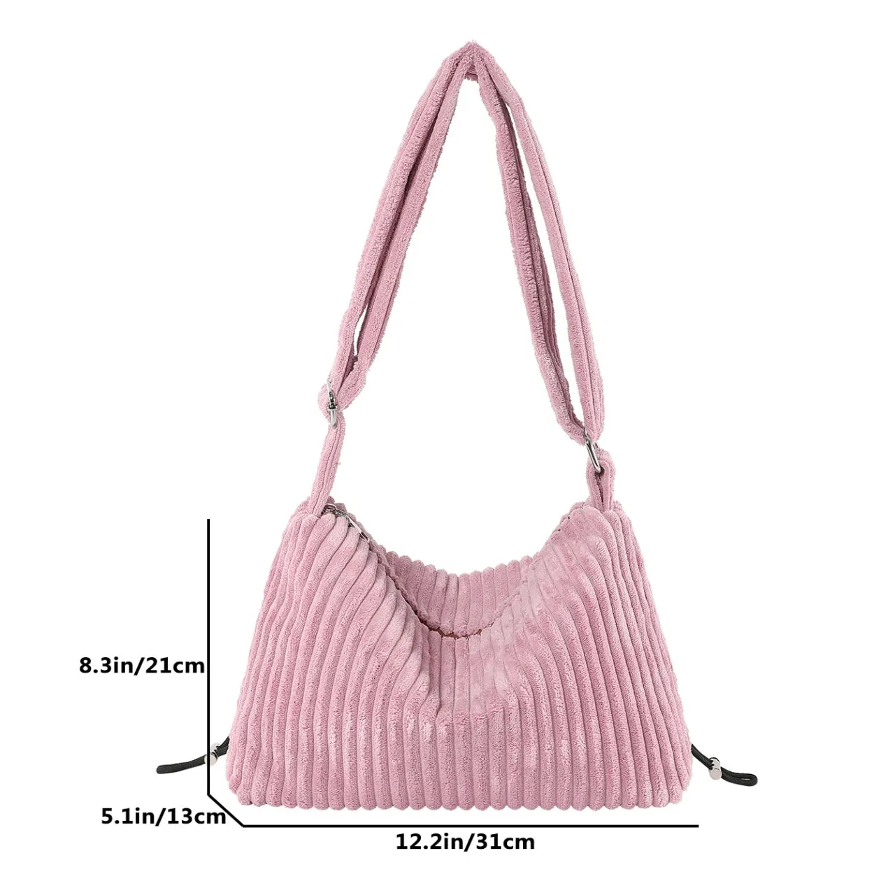 TAVIMART  -  Beige Corduroy Bag For Women Simple Shoulder Bag Versatile Shopper Underarm Handbag Purse Zipper Small Messenger Bag Travel