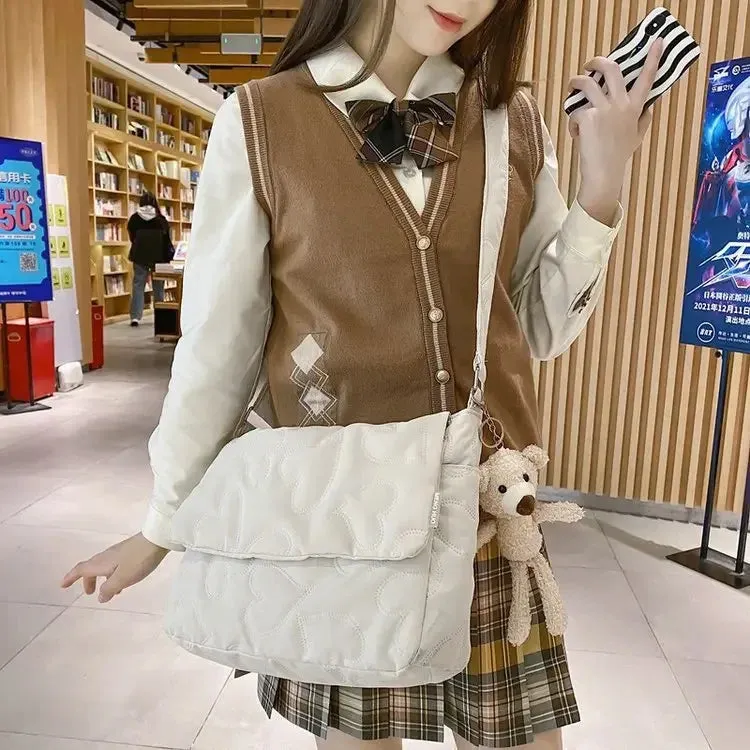 TAVIMART  -  Women Sweet Y2k Aesthetic Grunge Crossbody Bag Japanese Chic High-capacity Shoulder Handbags Vintag Solid Simple Messenger Bags