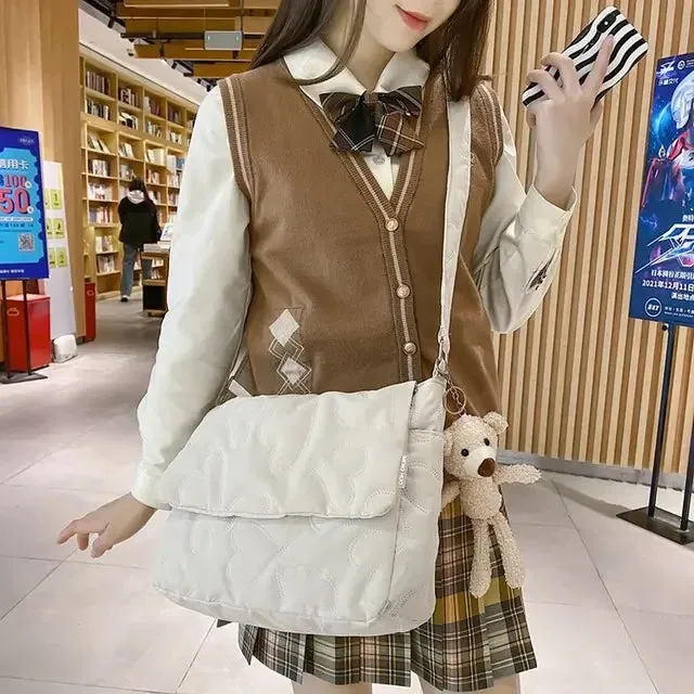 TAVIMART  -  Women Sweet Y2k Aesthetic Grunge Crossbody Bag Japanese Chic High-capacity Shoulder Handbags Vintag Solid Simple Messenger Bags