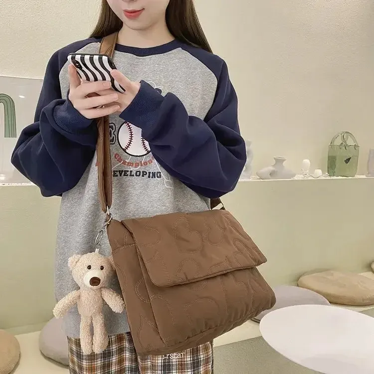 TAVIMART  -  Women Sweet Y2k Aesthetic Grunge Crossbody Bag Japanese Chic High-capacity Shoulder Handbags Vintag Solid Simple Messenger Bags