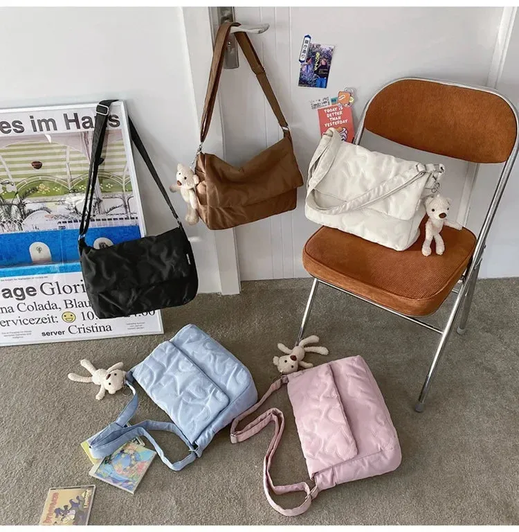 TAVIMART  -  Women Sweet Y2k Aesthetic Grunge Crossbody Bag Japanese Chic High-capacity Shoulder Handbags Vintag Solid Simple Messenger Bags