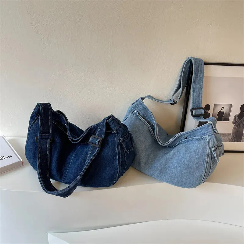 UAKISS  - Casual Canvas Cross Bag For Women Lage Capacity Shoulder Tote Bag Simple Solid Female Messenger Bag Designer Handbags