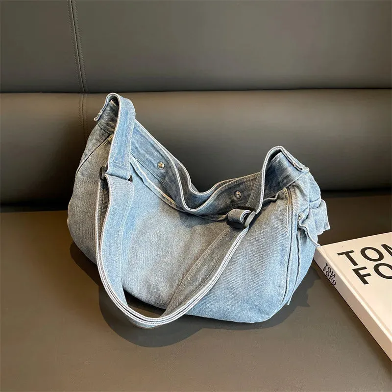 UAKISS  - Casual Canvas Cross Bag For Women Lage Capacity Shoulder Tote Bag Simple Solid Female Messenger Bag Designer Handbags