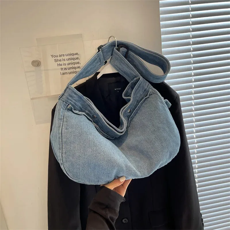 UAKISS  - Casual Canvas Cross Bag For Women Lage Capacity Shoulder Tote Bag Simple Solid Female Messenger Bag Designer Handbags