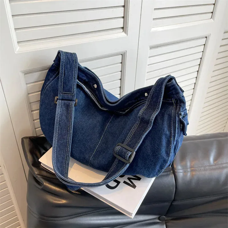 UAKISS  - Casual Canvas Cross Bag For Women Lage Capacity Shoulder Tote Bag Simple Solid Female Messenger Bag Designer Handbags