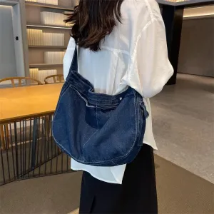 UAKISS  - Casual Canvas Cross Bag For Women Lage Capacity Shoulder Tote Bag Simple Solid Female Messenger Bag Designer Handbags