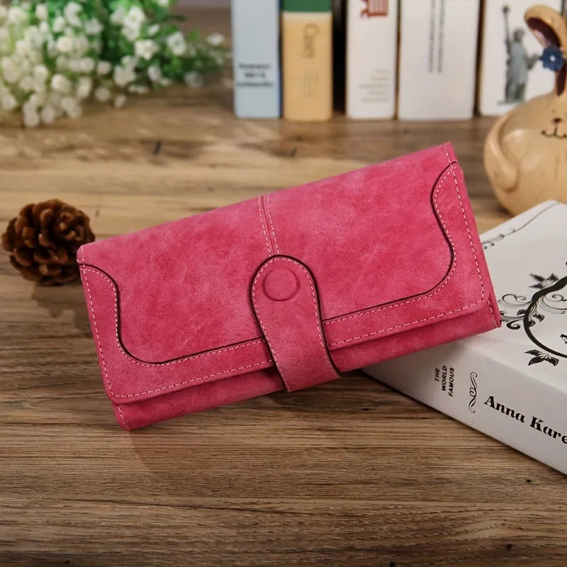 Uakiss Vintage Style Women's Large Capacity Wallet Secure Snap Closure, Multi-Card Slots & Durable Zip Pocket Long Bifold Handbag