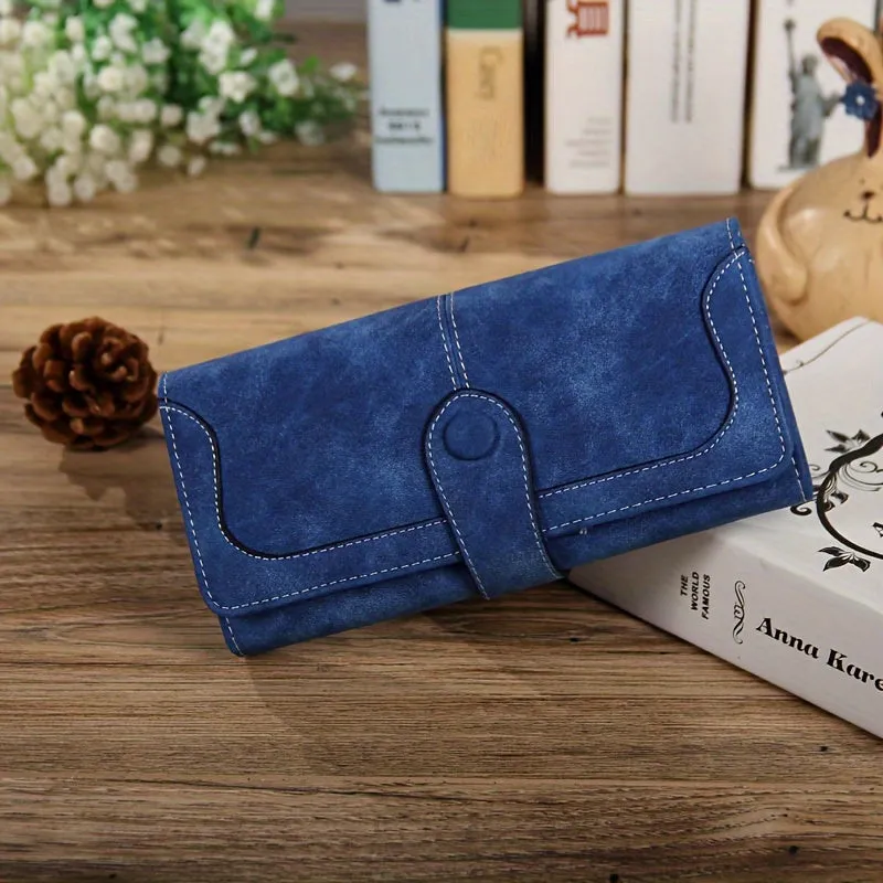 Uakiss Vintage Style Women's Large Capacity Wallet Secure Snap Closure, Multi-Card Slots & Durable Zip Pocket Long Bifold Handbag