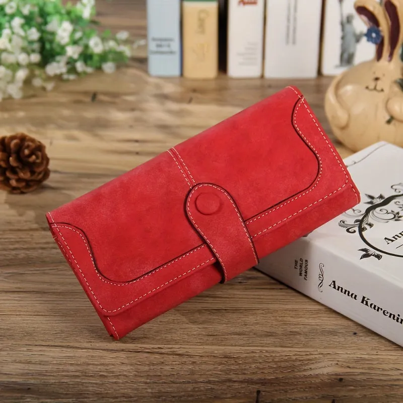 Uakiss Vintage Style Women's Large Capacity Wallet Secure Snap Closure, Multi-Card Slots & Durable Zip Pocket Long Bifold Handbag