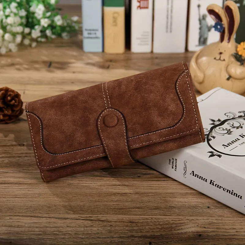 Uakiss Vintage Style Women's Large Capacity Wallet Secure Snap Closure, Multi-Card Slots & Durable Zip Pocket Long Bifold Handbag
