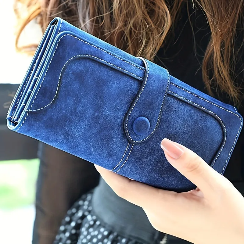 Uakiss Vintage Style Women's Large Capacity Wallet Secure Snap Closure, Multi-Card Slots & Durable Zip Pocket Long Bifold Handbag