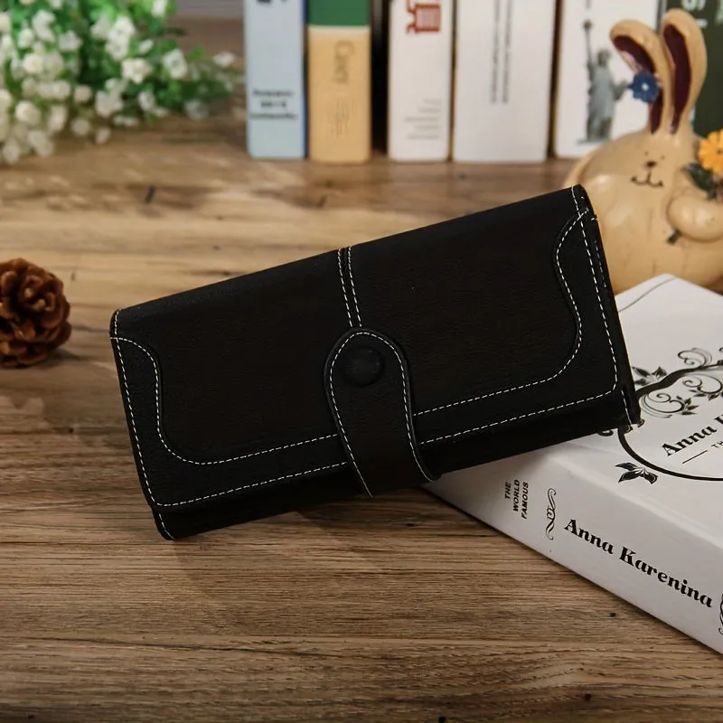 Uakiss Vintage Style Women's Large Capacity Wallet Secure Snap Closure, Multi-Card Slots & Durable Zip Pocket Long Bifold Handbag
