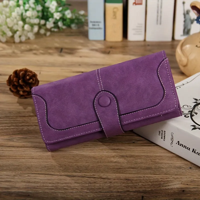 Uakiss Vintage Style Women's Large Capacity Wallet Secure Snap Closure, Multi-Card Slots & Durable Zip Pocket Long Bifold Handbag