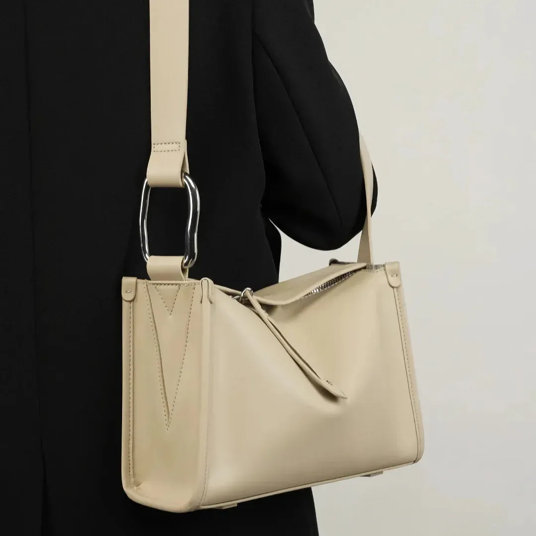 Vintage Brown Leather Messenger Bag - Soft Cowhide, Large Capacity Crossbody for Women