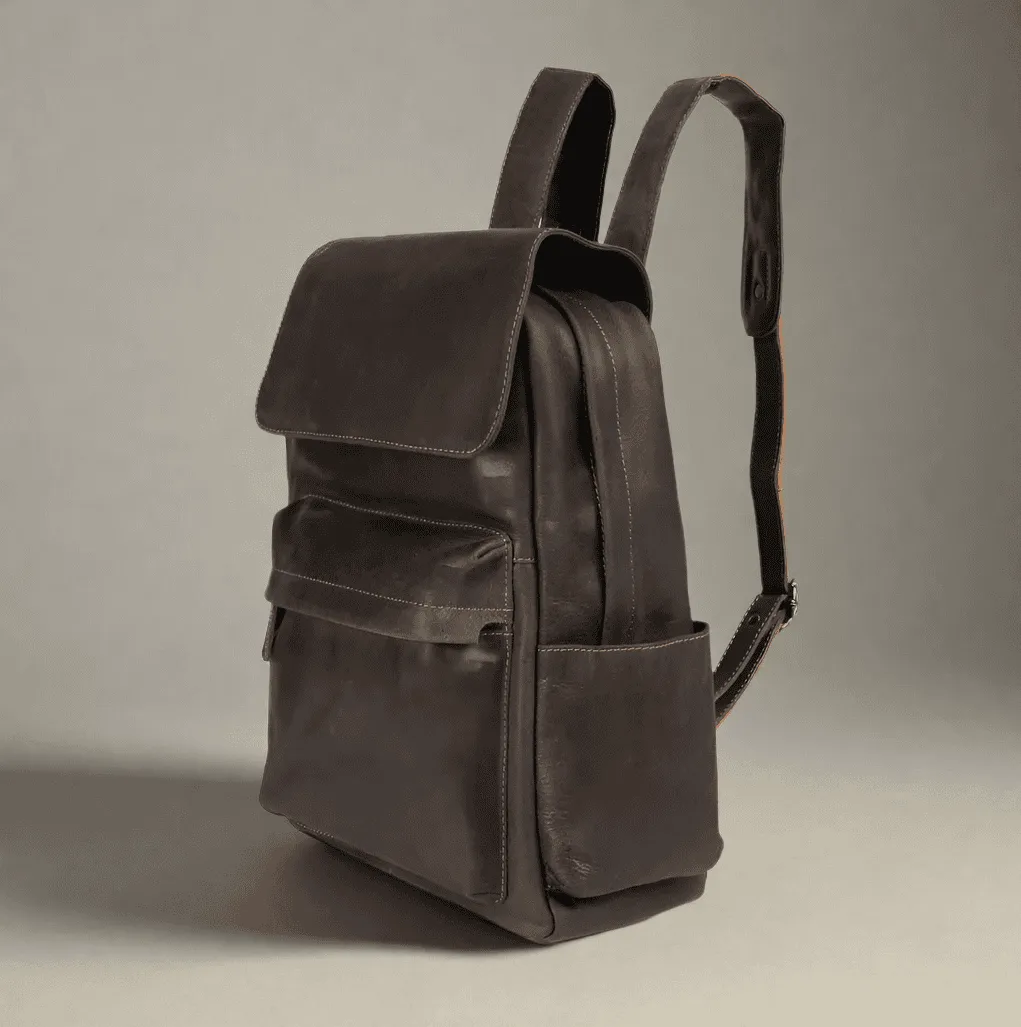 Vintage Leather Backpack Dark Brown