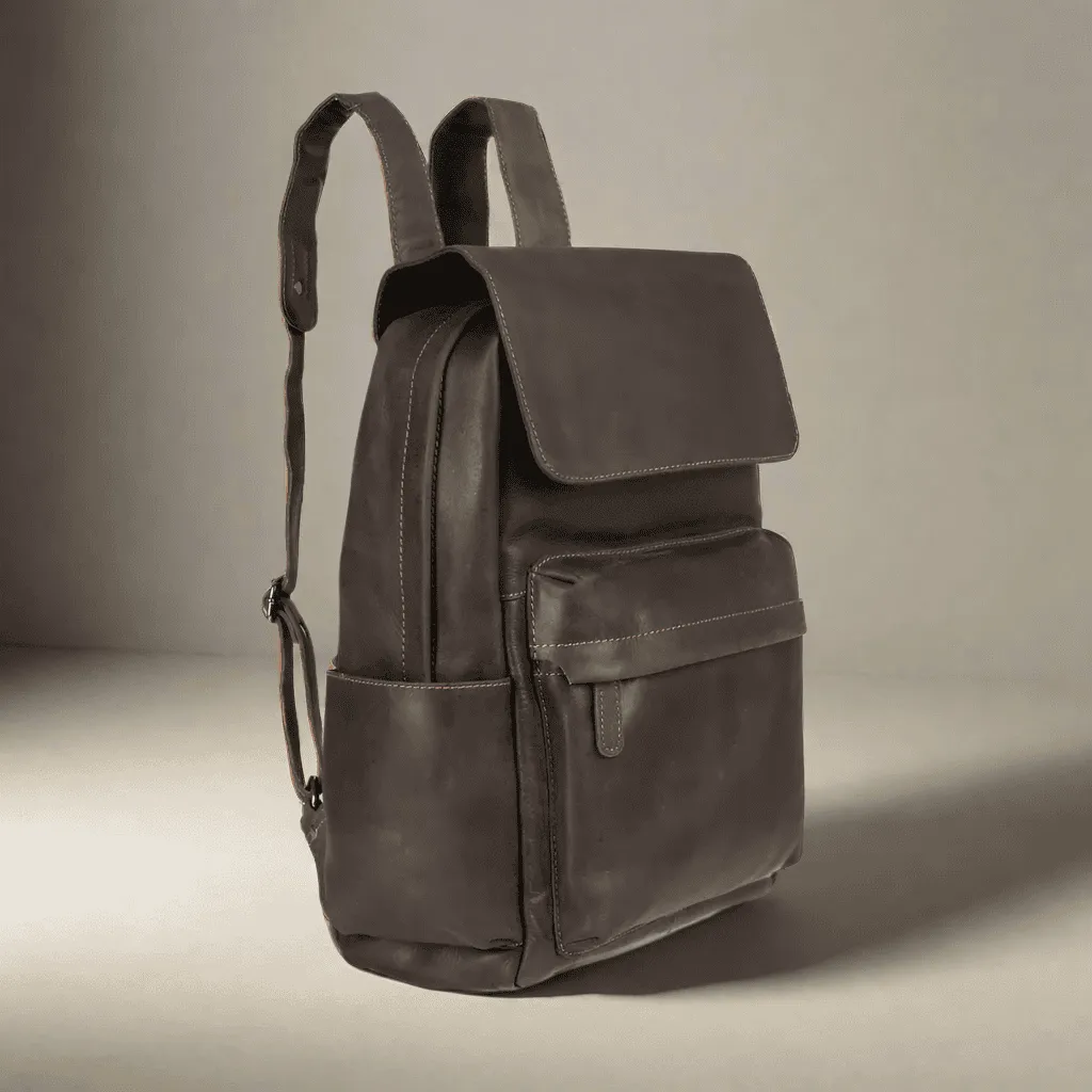 Vintage Leather Backpack Dark Brown