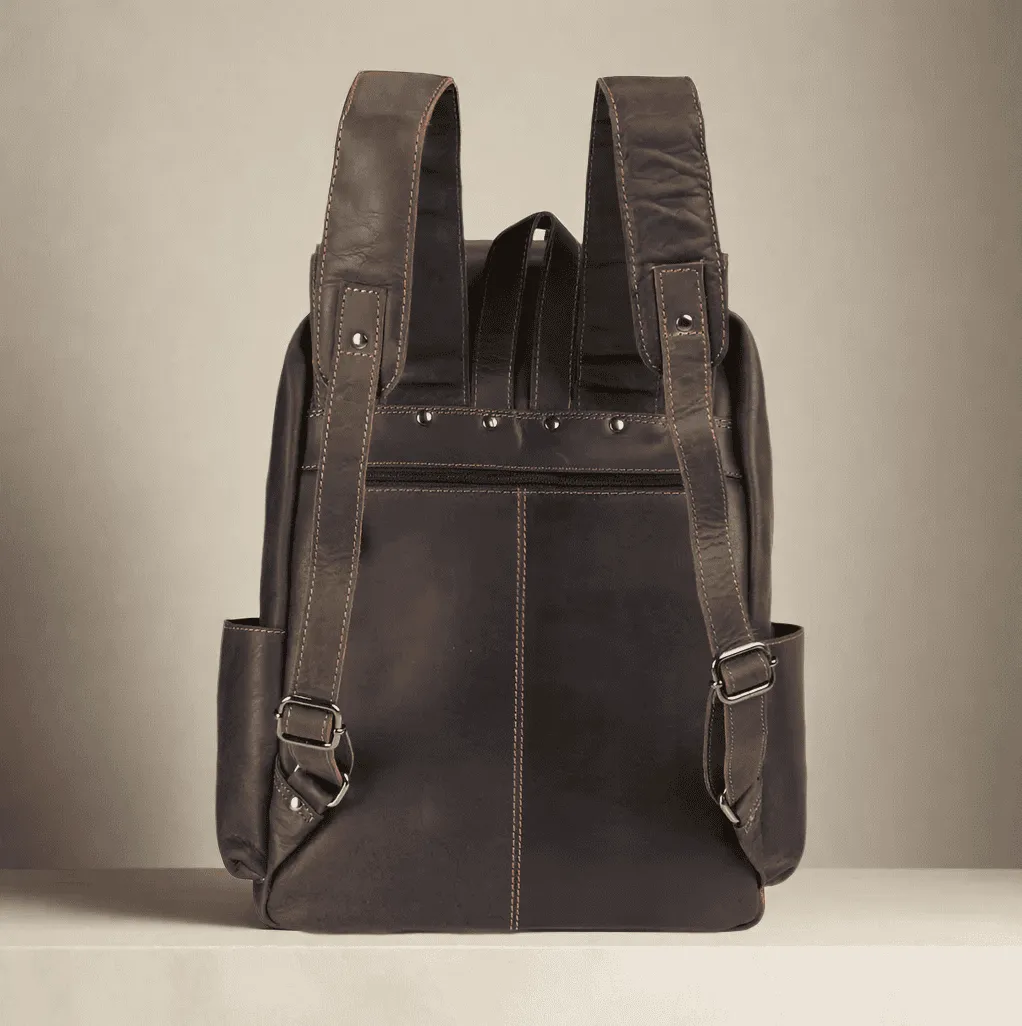 Vintage Leather Backpack Dark Brown