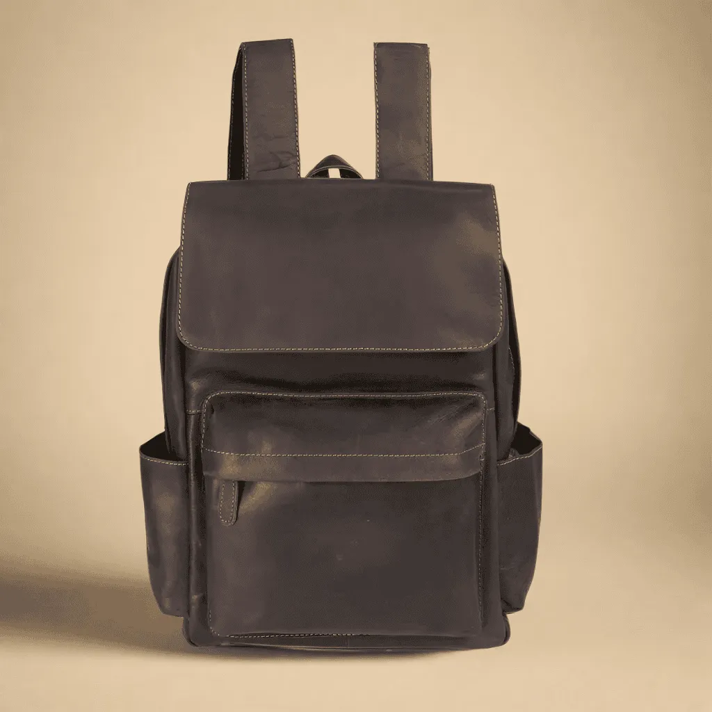 Vintage Leather Backpack Dark Brown