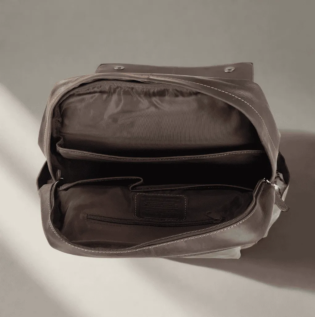 Vintage Leather Backpack Dark Brown