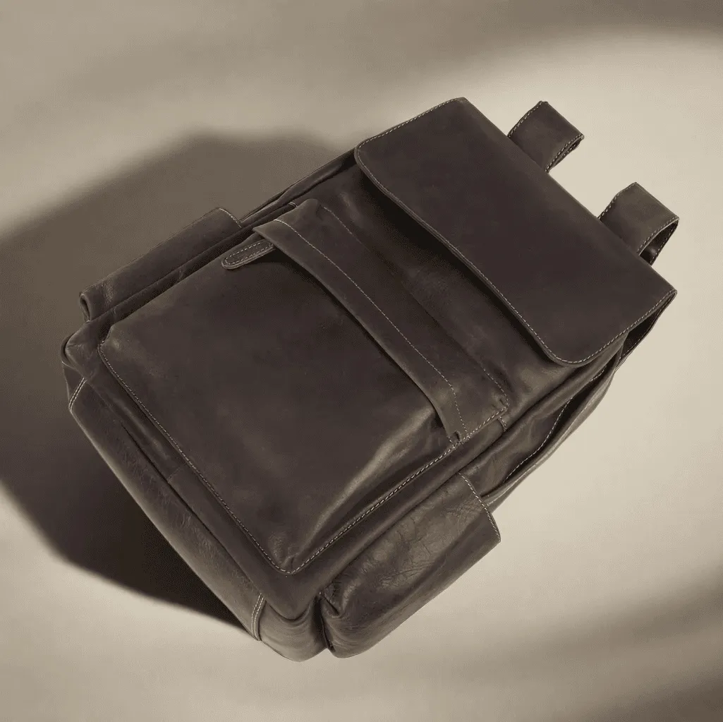 Vintage Leather Backpack Dark Brown
